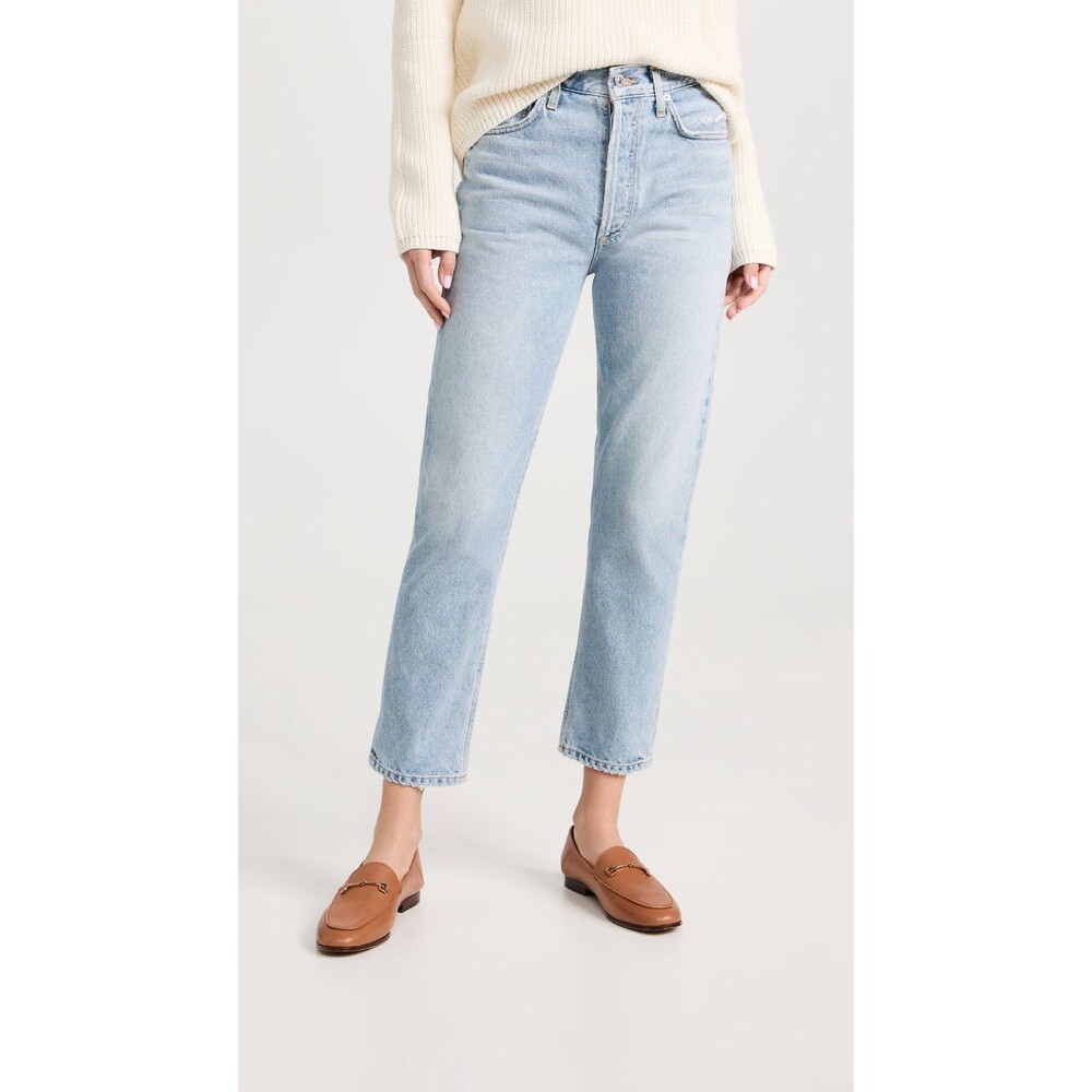Citizens of Humanity Charlotte Crop High Rise Straight Jeans W28 Light Wash
